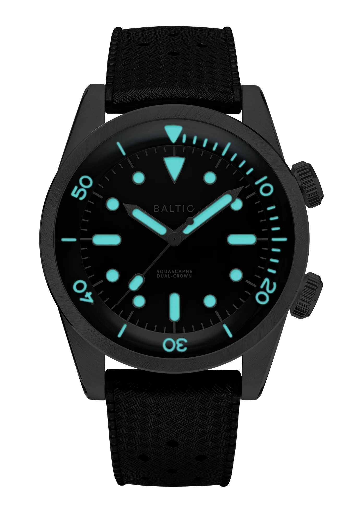 Baltic Aquascaphe Dual Crown Black - Black Tropic Strap - Image 4