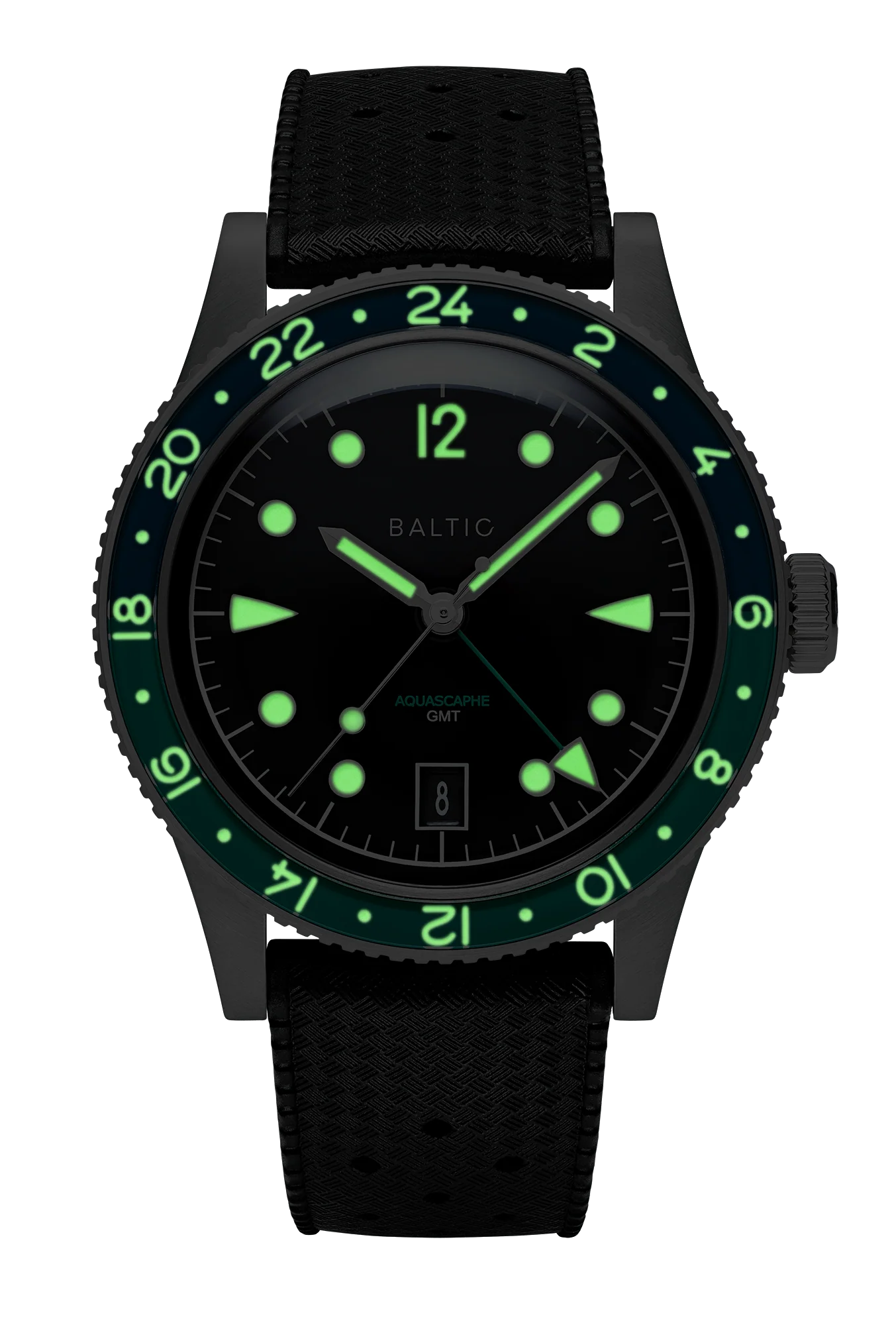 Baltic Aquascaphe GMT Green - Black Tropic Strap - Image 2