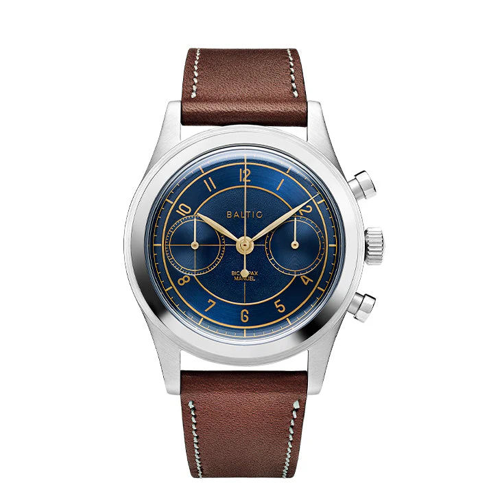 Baltic Bicompax 002 Blue Gilt - Stitched Brown Strap - Image 2