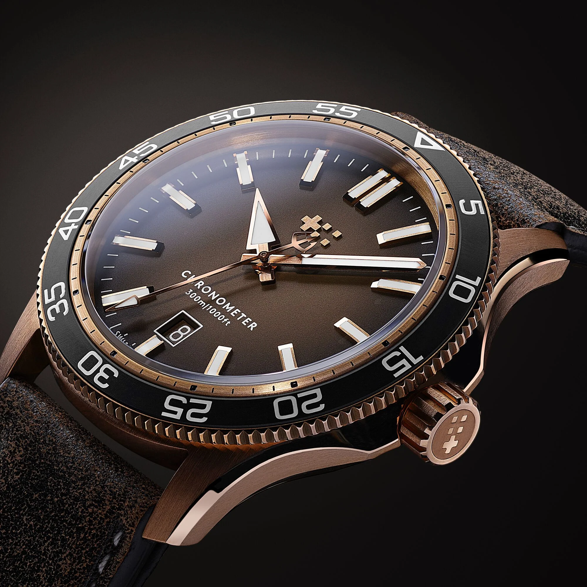 Christopher Ward C60 Pro 300 Bronze - Brown Ombré - Hybrid rubber - Image 7