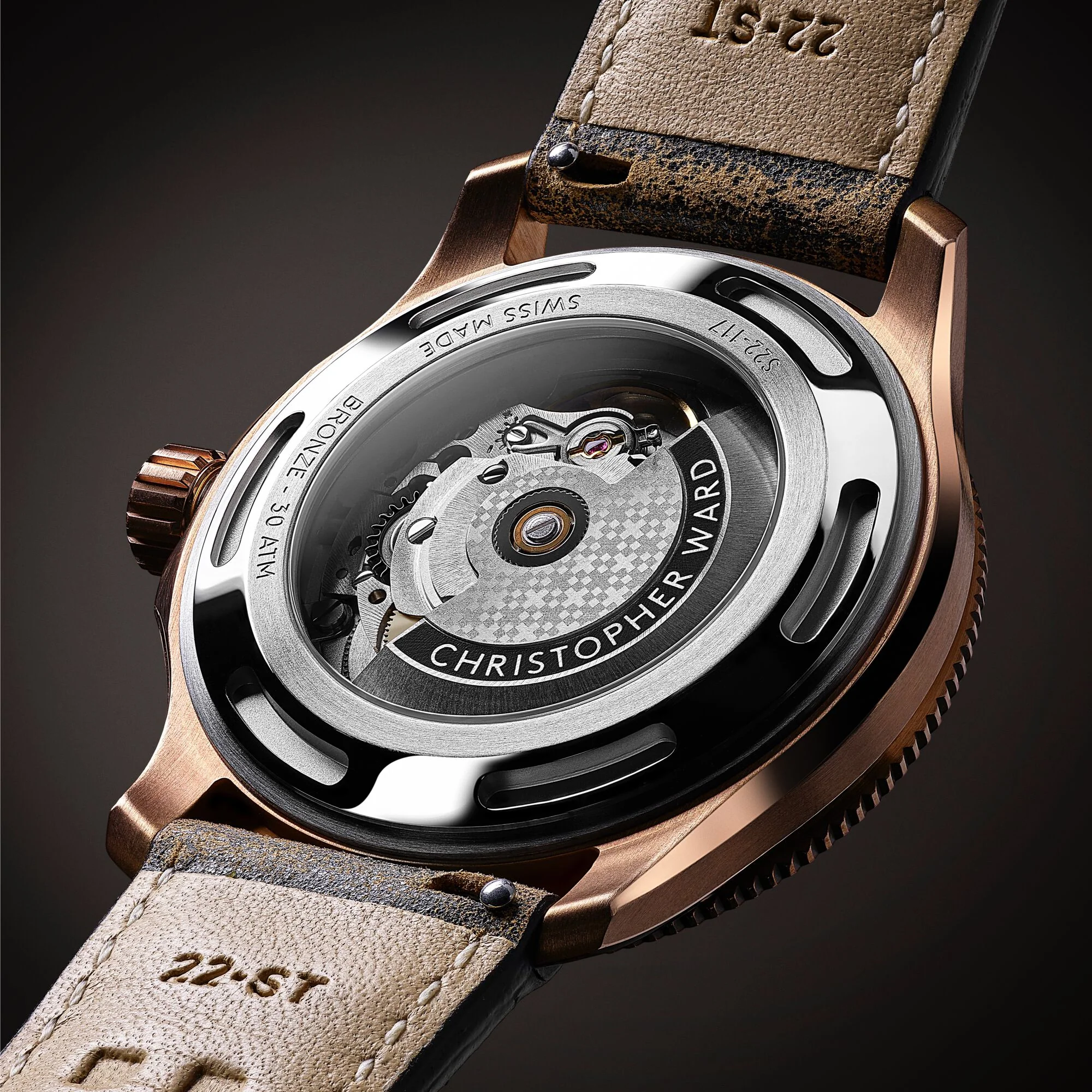 Christopher Ward C60 Pro 300 Bronze - Brown Ombré - Hybrid rubber - Image 8