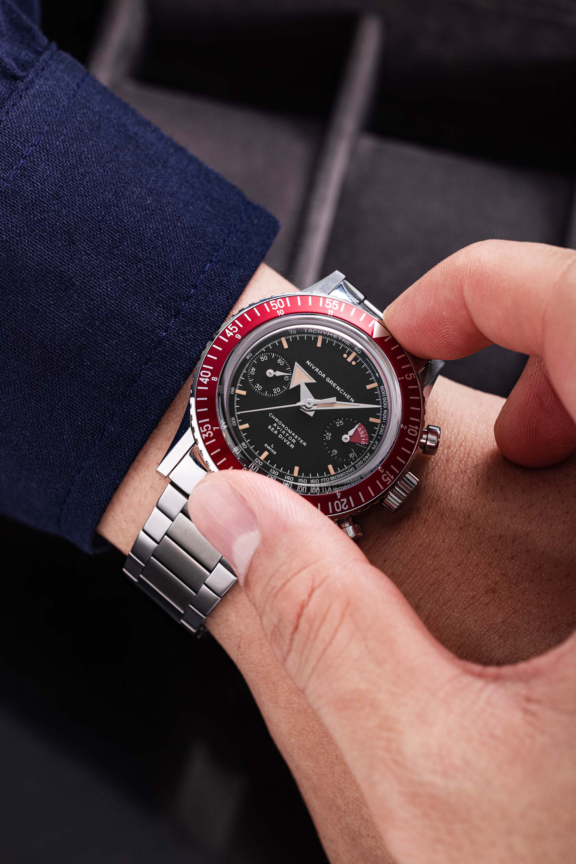Nivada Grenchen Chronomaster Broad Arrow - Inter Bezel - Image 10