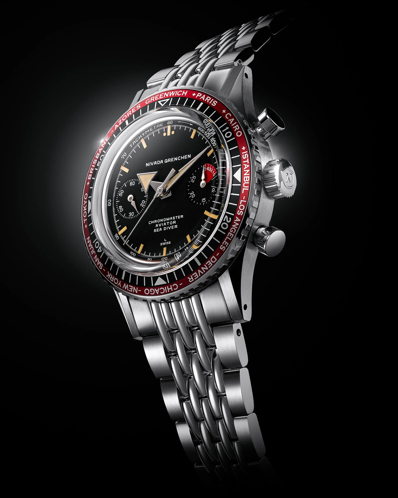 Nivada Grenchen Chronomaster Broad Arrow - Inter Bezel - Image 3