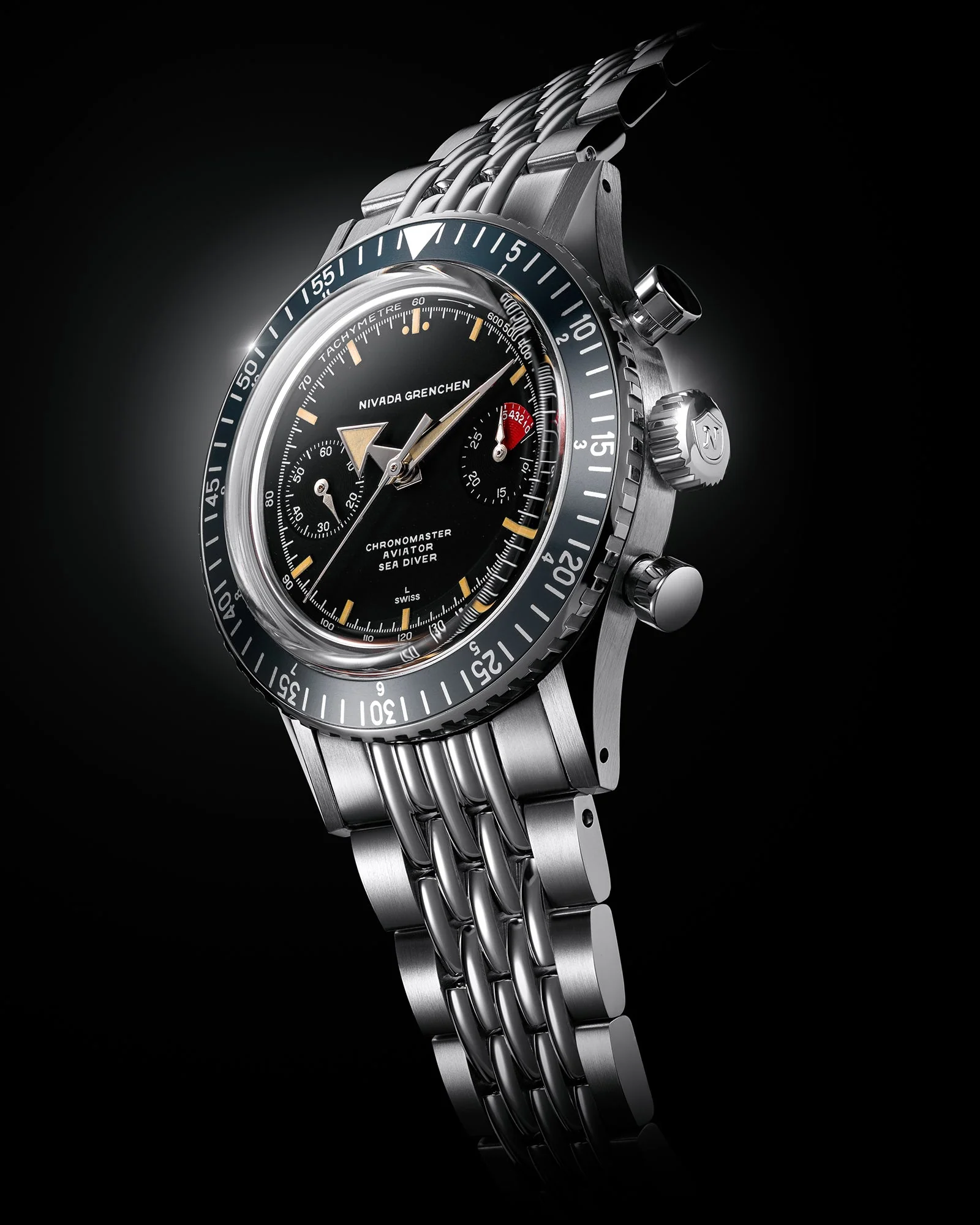 Nivada Grenchen Chronomaster Broad Arrow - Inter Bezel - Image 5