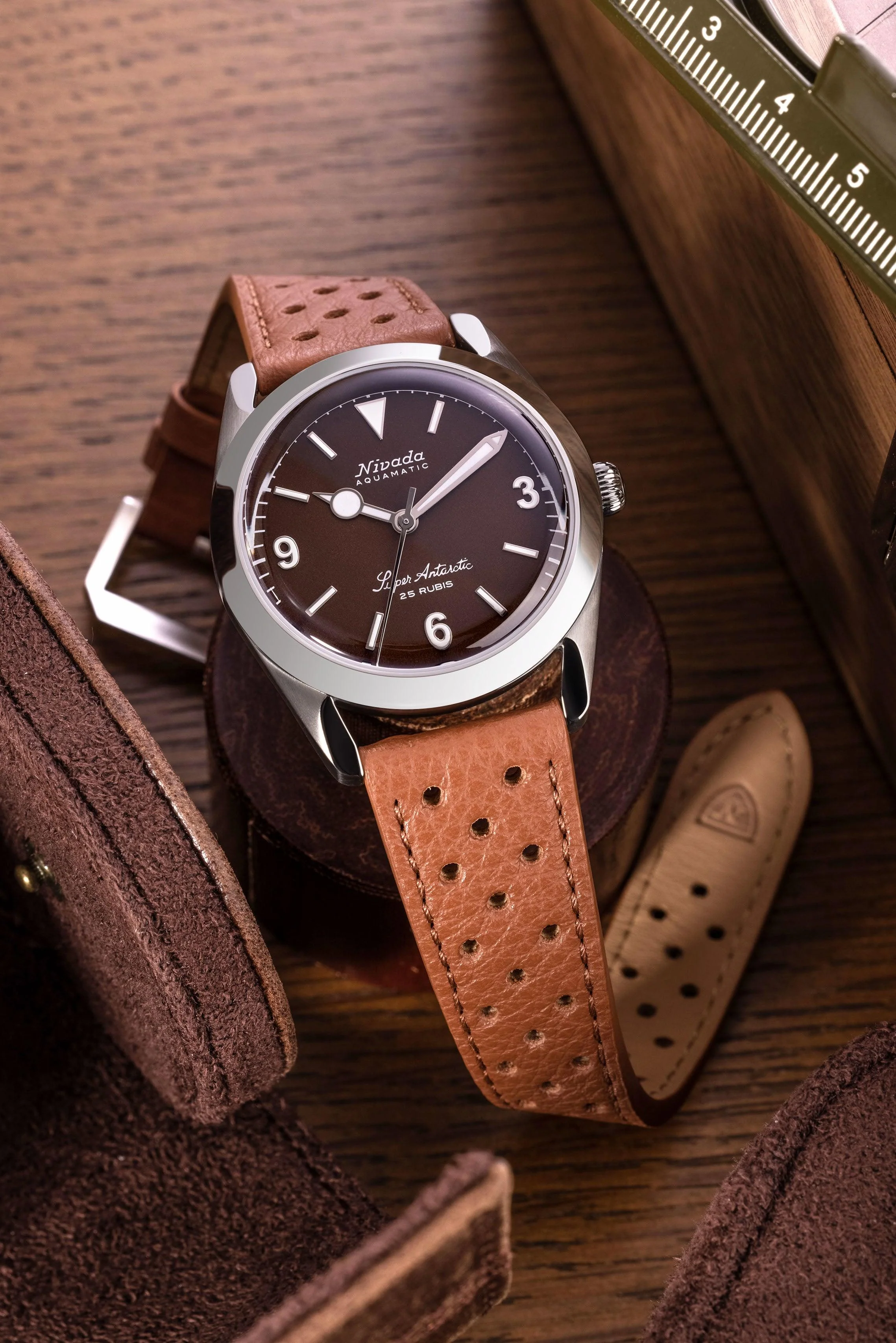 Nivada Grenchen Super Antarctic 3.6.9 Brown No Vintage Effect - White Luminous - Image 2