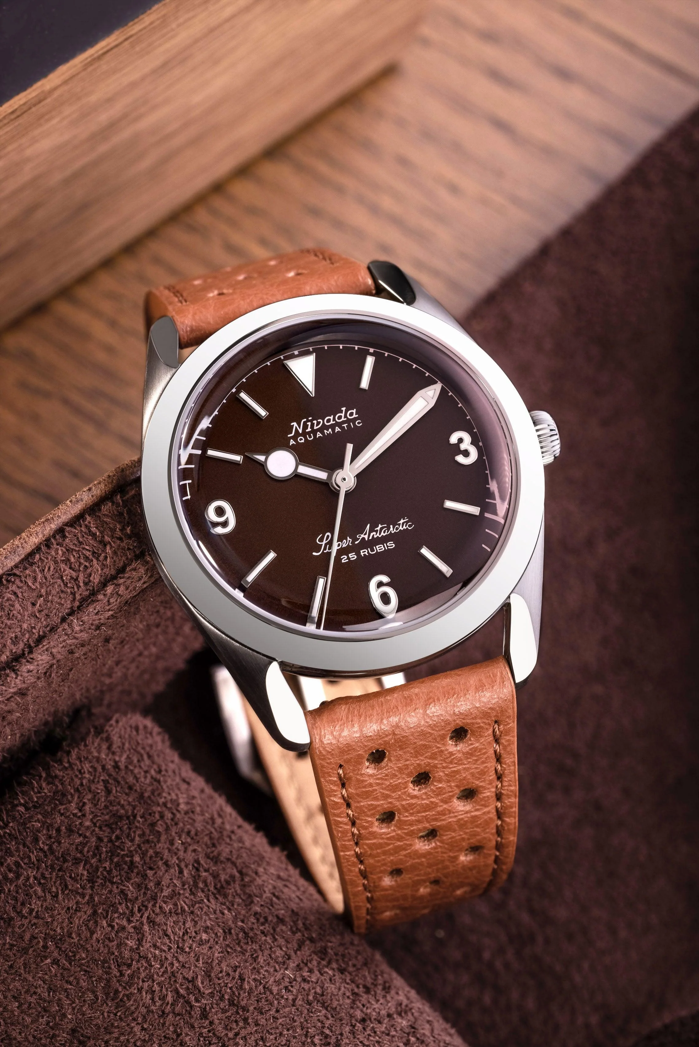 Nivada Grenchen Super Antarctic 3.6.9 Brown No Vintage Effect - White Luminous - Image 3