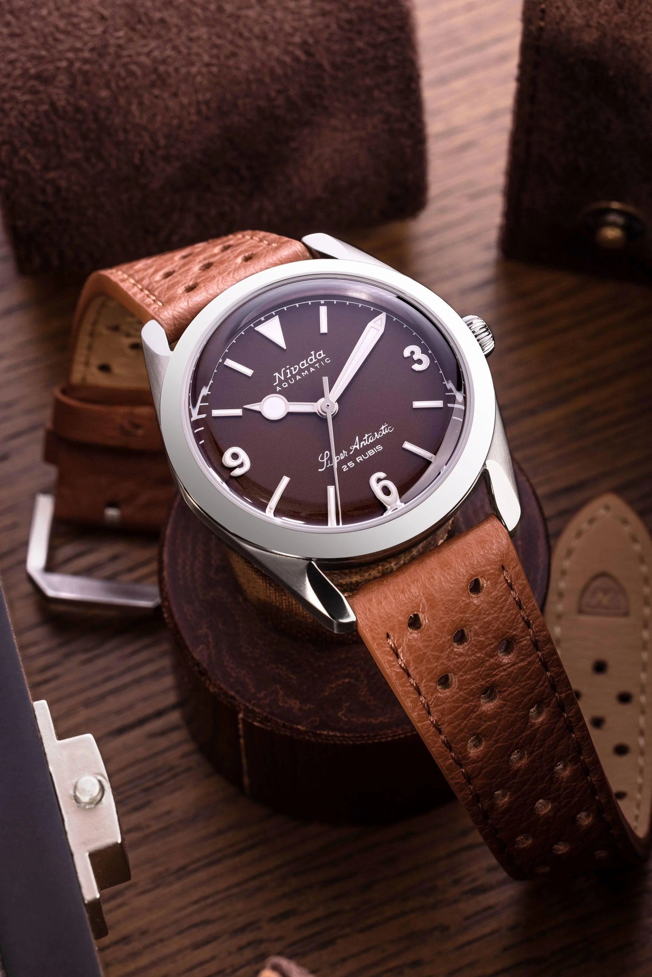 Nivada Grenchen Super Antarctic 3.6.9 Brown No Vintage Effect - White Luminous - Image 7
