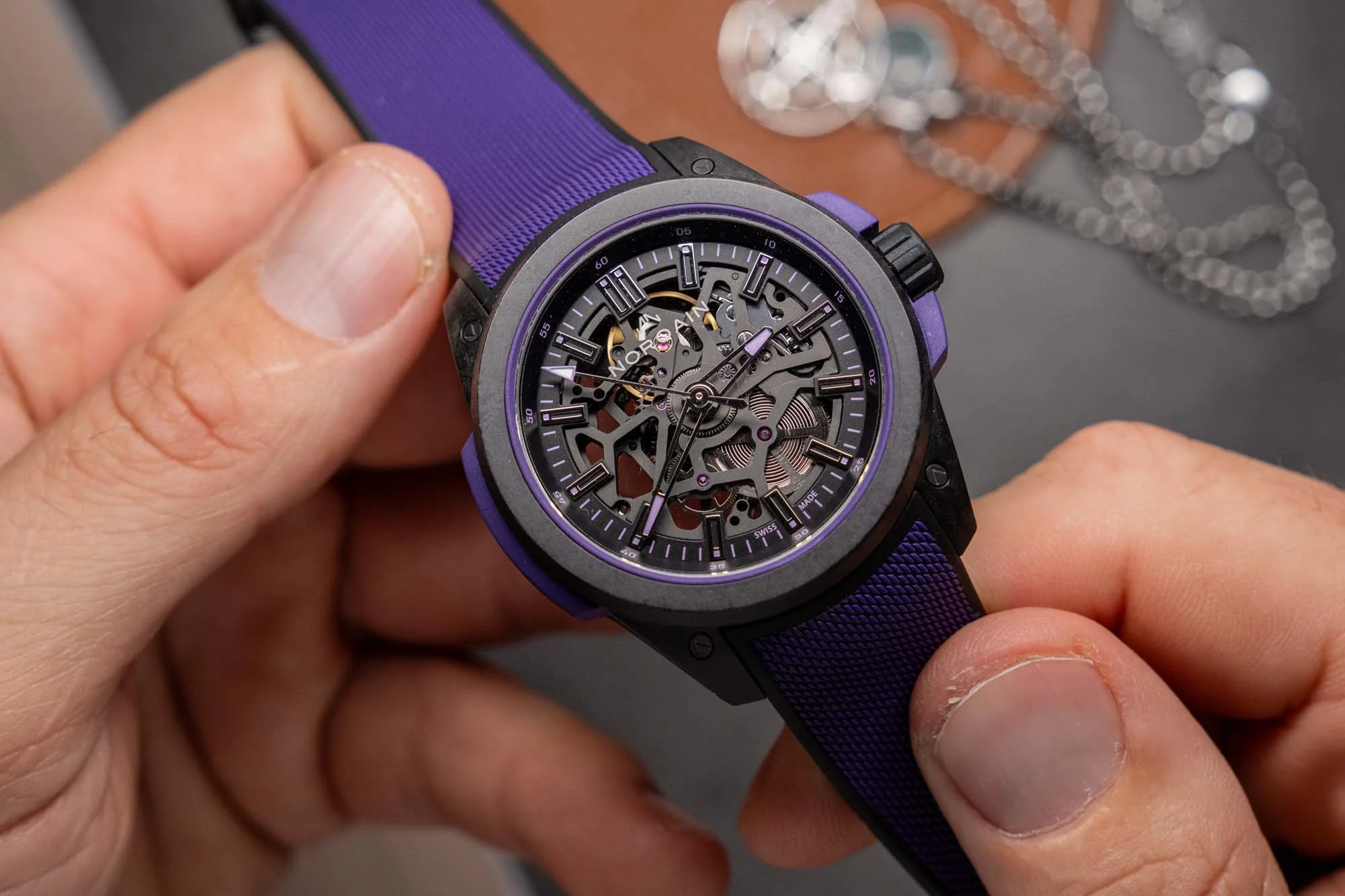 NORQAIN Wild ONE Skeleton 42mm Purple - Limited Edition - Image 3
