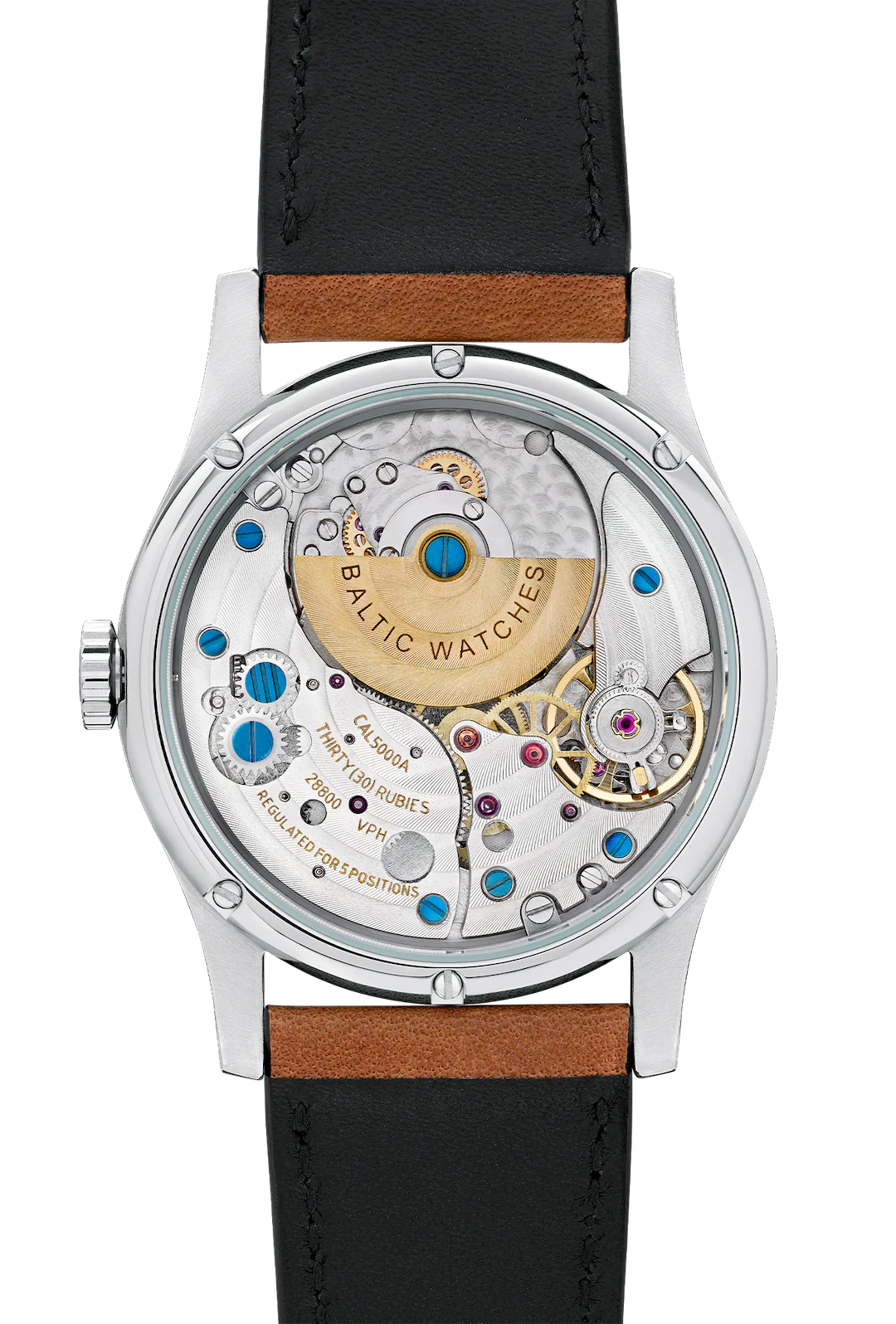 Baltic MR01 Blue 36mm - Brown Leather Strap - Image 3