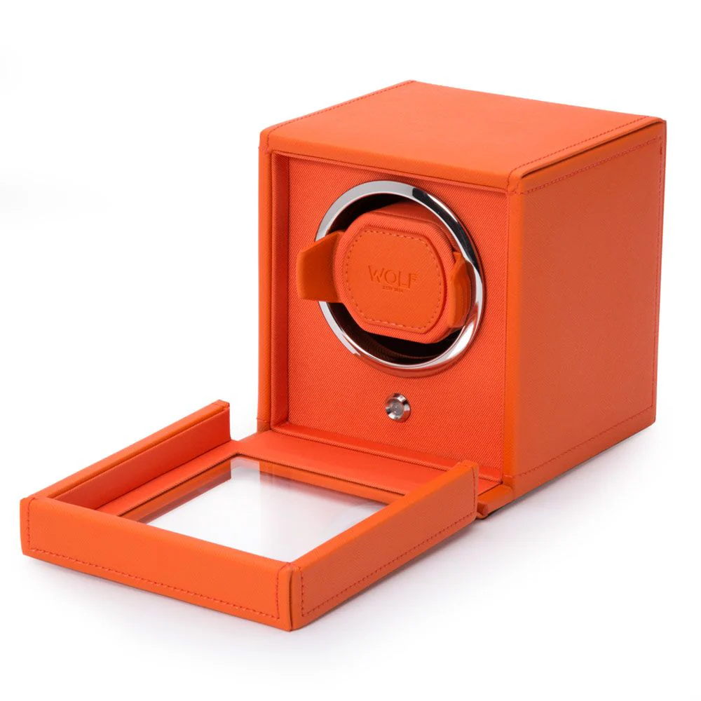 Wolf Cub Single Watch Winder with Cover - Orange - Image 4